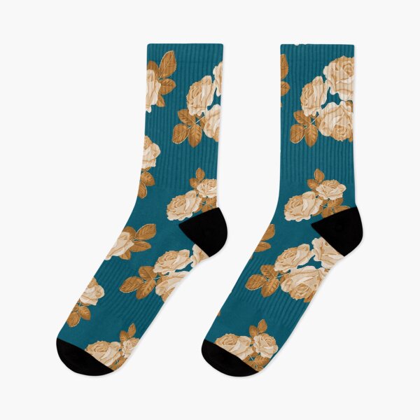 Item preview, Cyan gold floral golden rose vintage style designed and sold by sunnyhou.
