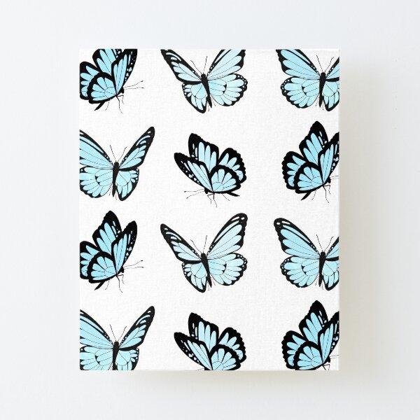 Pastel Blue Butterfly Pattern Water Bottle