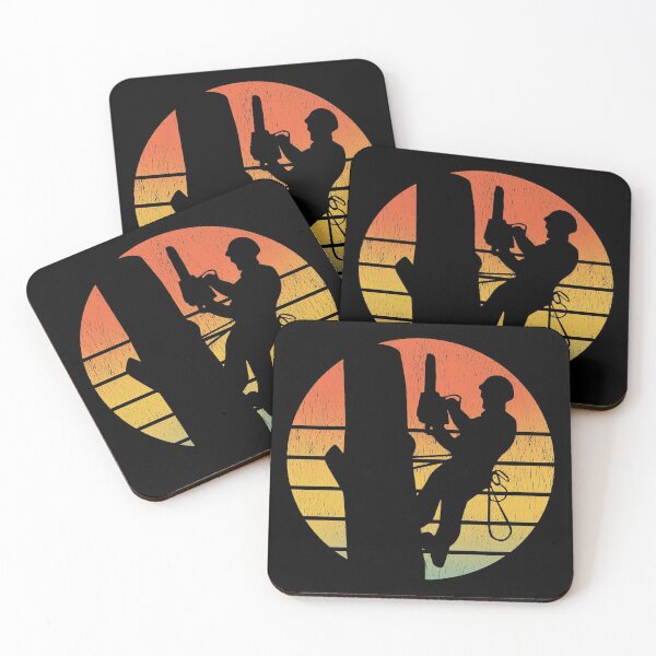Item preview, Arborist Tree Surgeons Climber Climbing Trimmer Vintage Retro Sunset designed and sold by CuteDesigns1.