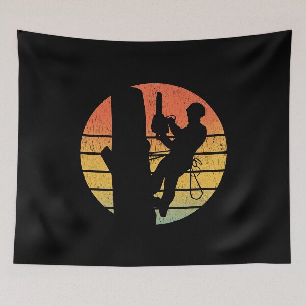 Item preview, Arborist Tree Surgeons Climber Climbing Trimmer Vintage Retro Sunset designed and sold by CuteDesigns1.