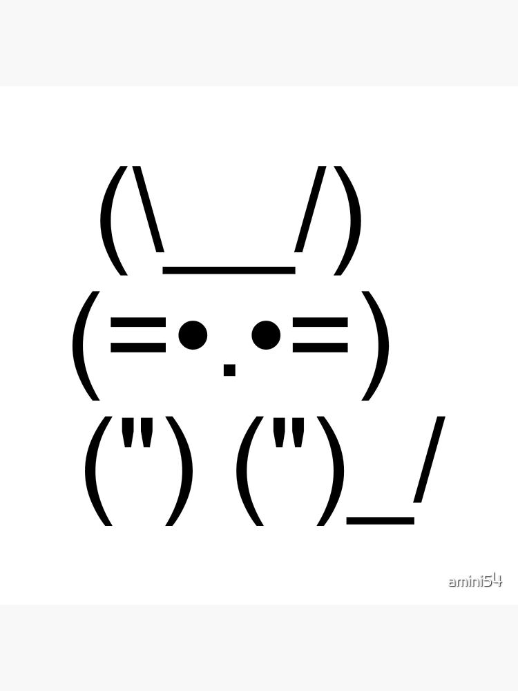 ASCII Bunny Adorable Cute Emoji Rabbit Text Art Art Print for Sale by  reyners