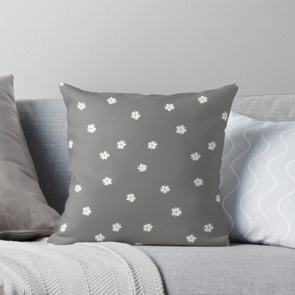 Elderflowers on grey, sparse Throw Pillow