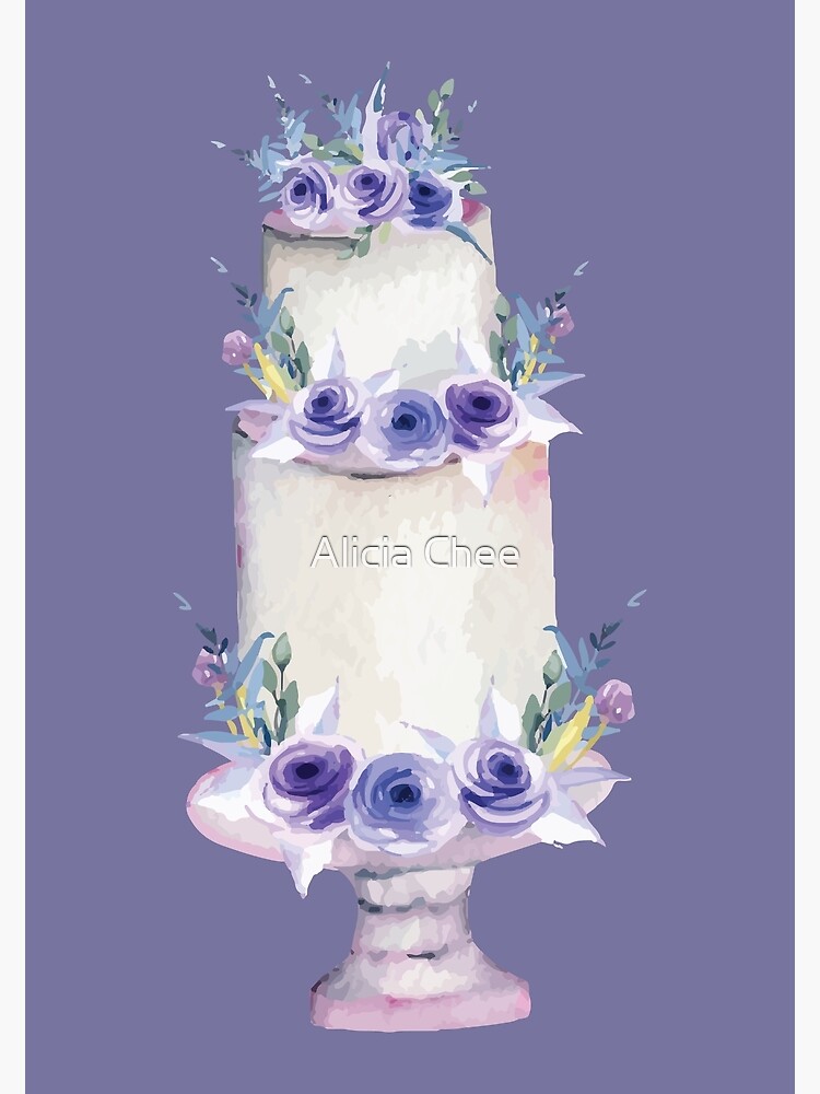 Tarjetas de felicitación «Pastel de bodas de nivel floral morado claro y  blanco» de NiftyTrinket | Redbubble