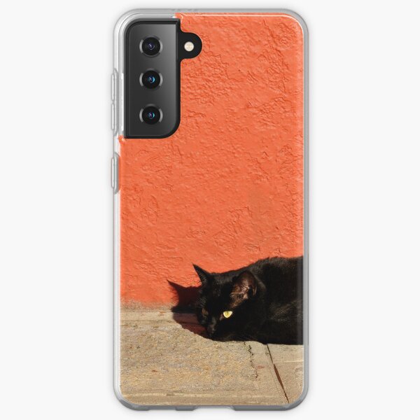 Black Cat Red Wall Samsung Galaxy Soft Case