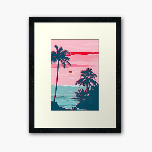 Retro vibes beach Framed Art Print