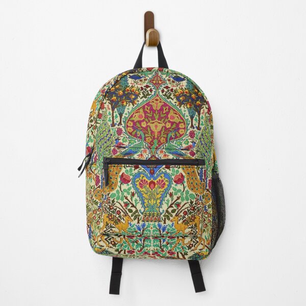 PEACOCKS, BIRDS, DEERS,FLOWERS AND POMEGRANATE TREES  Oriental Floral Backpack