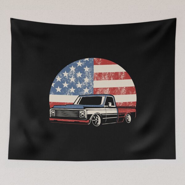 Artikelvorschau, Dropped Truck 4. Juli Flag Slammed Lowrider Lower Truck entworfen und verkauft von abulfaruque.