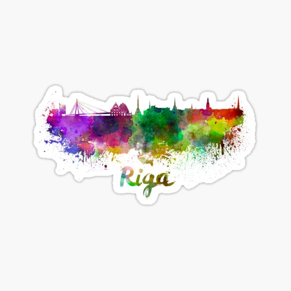 Riga skyline in watercolor Sticker