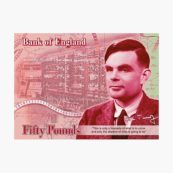Item preview, Alan Turing 50 Pond Concept Note designed and sold by PosterpartyCo.