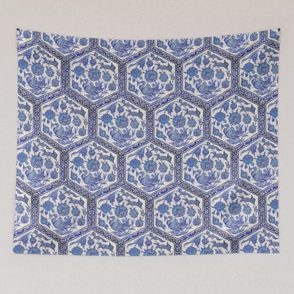 Item preview, Turkish Antique Hexagonal Tile Pattern Blue  designed and sold by worldways.