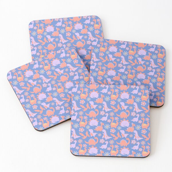Item preview, Cute Baby Dinosaur Floral Pattern - Blue Color Background designed and sold by Sajuade.