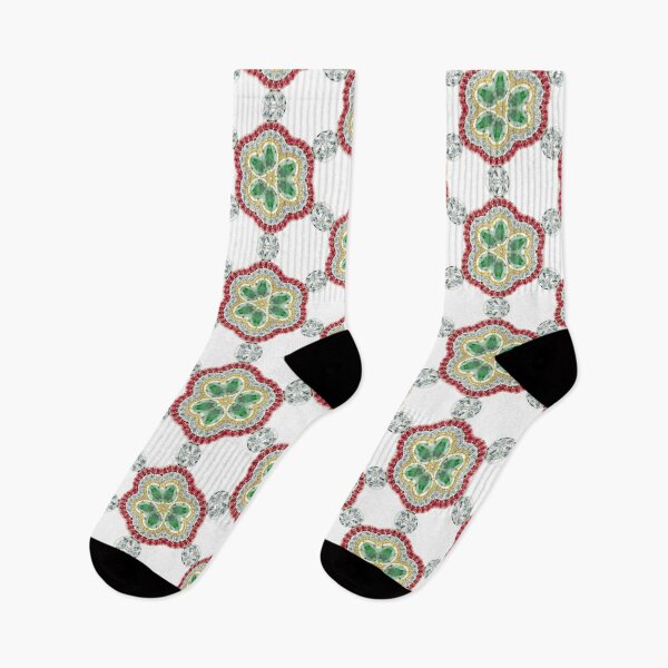 Item preview, ruby emerald and diamond flowers  designed and sold by ritusdesigns.