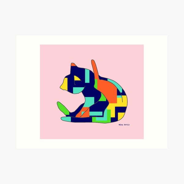 Cat Licking His Butt III Art Print