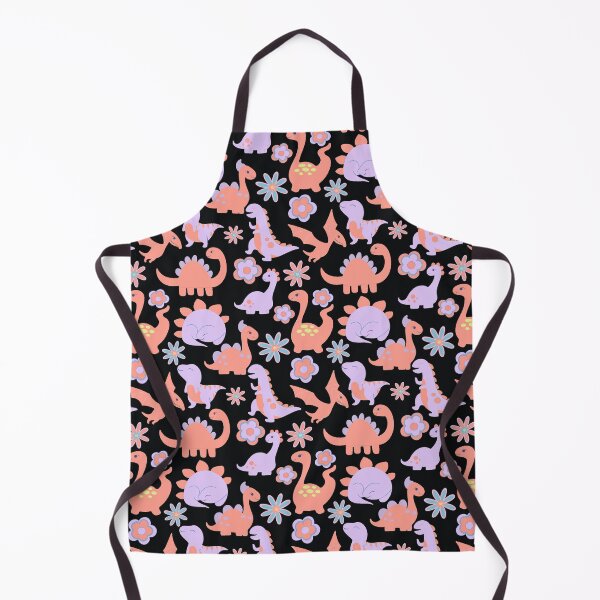 Item preview, Cute Baby Dinosaur Floral Pattern - Black color Background designed and sold by Sajuade.
