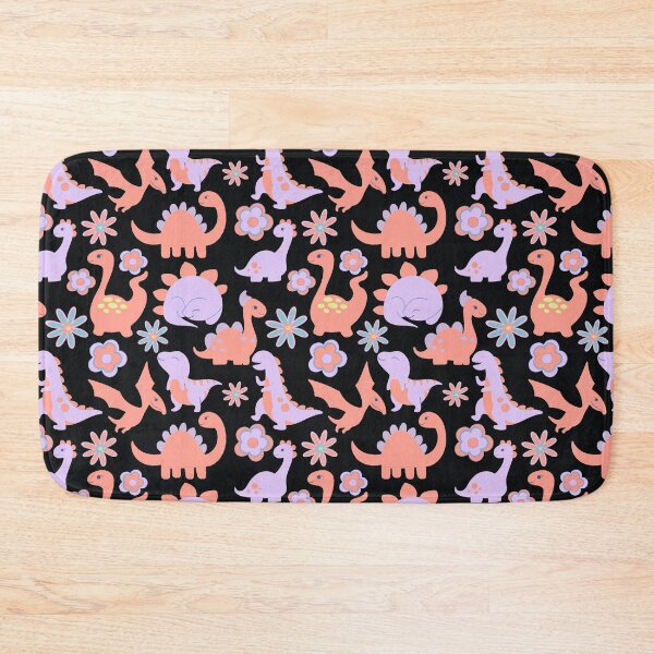 Item preview, Cute Baby Dinosaur Floral Pattern - Black color Background designed and sold by Sajuade.