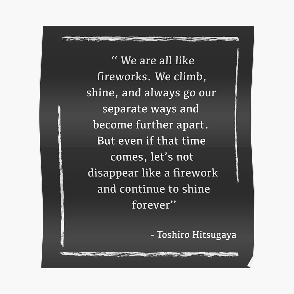 Poster Version Blanche Bleach Citation Hitsugaya Feu D Artifice Par Animedesignx Redbubble