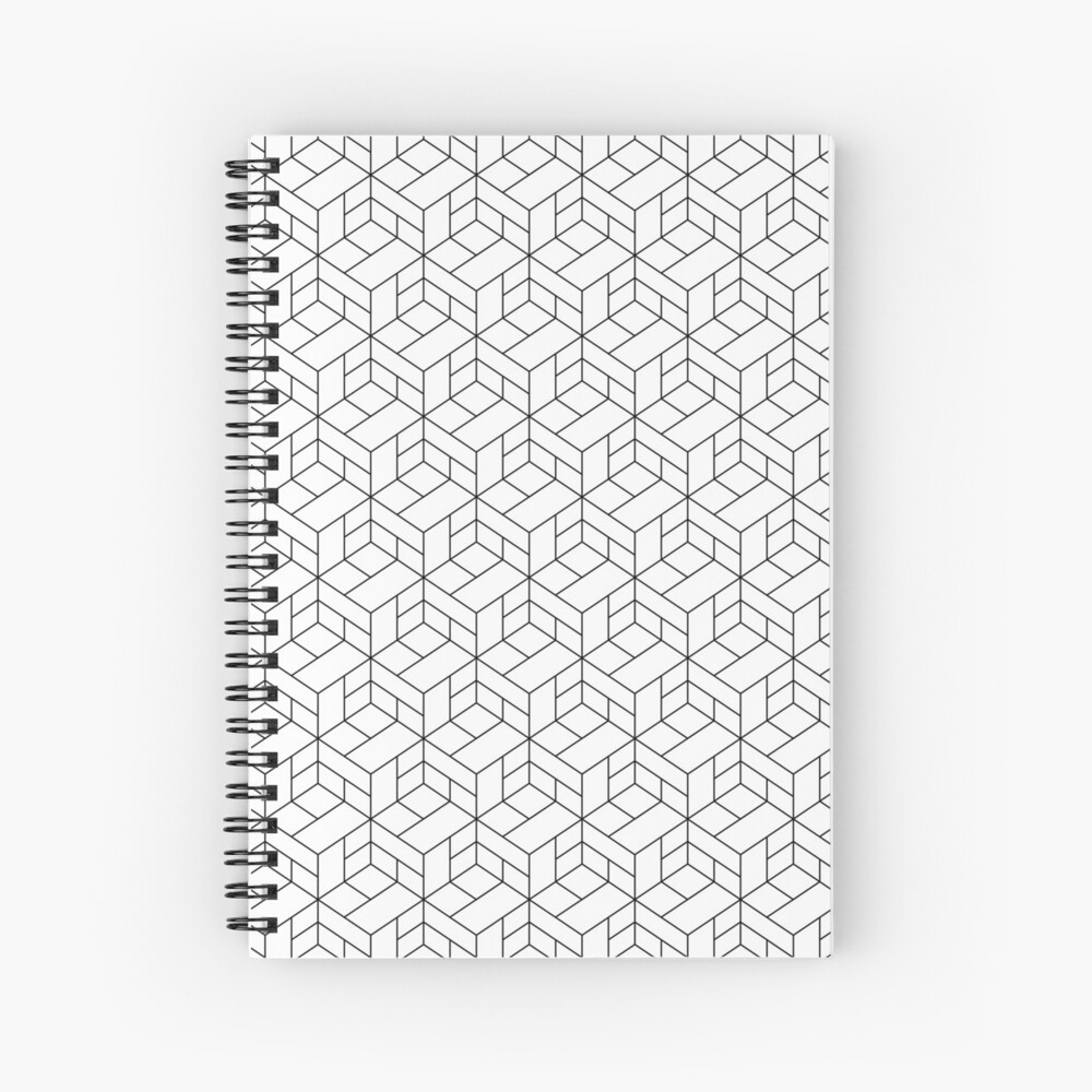 Black And White 3D Line Illusion Drawing Geometric Pattern Notebook by  PrintPix