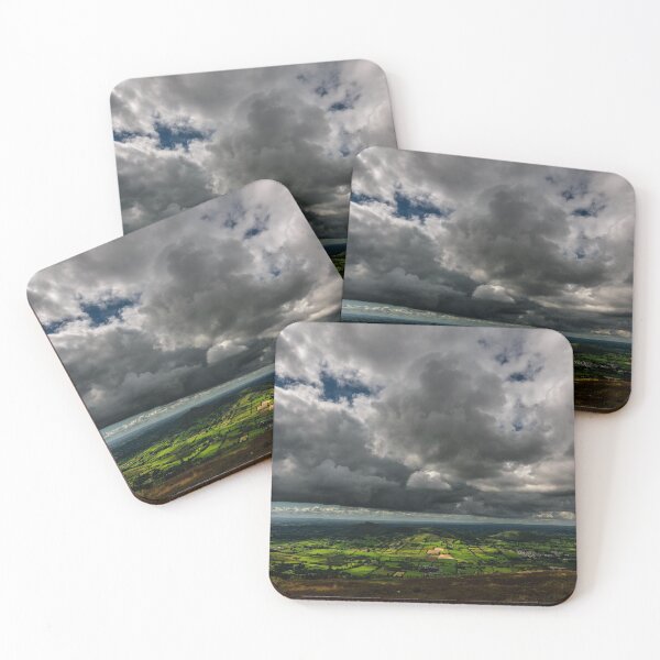 Item preview, Storm in the sky, sunshine and rain under the clouds, view from top of the mountain Slieve Gullion in the south of County Armagh, Northern Ireland designed and sold by AlbertMi.