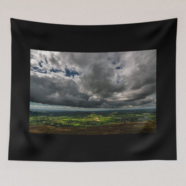 Item preview, Storm in the sky, sunshine and rain under the clouds, view from top of the mountain Slieve Gullion in the south of County Armagh, Northern Ireland designed and sold by AlbertMi.