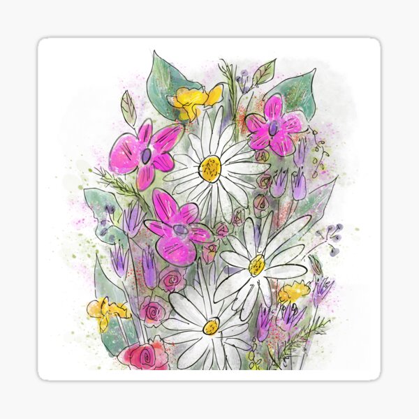 Cute and Joyful Flower Bouquet Pattern Sticker