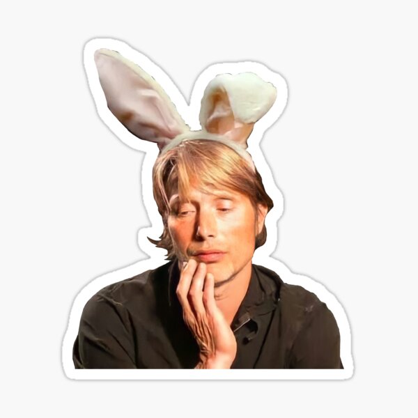 Mads Mikkelsen with bunny ears Sticker