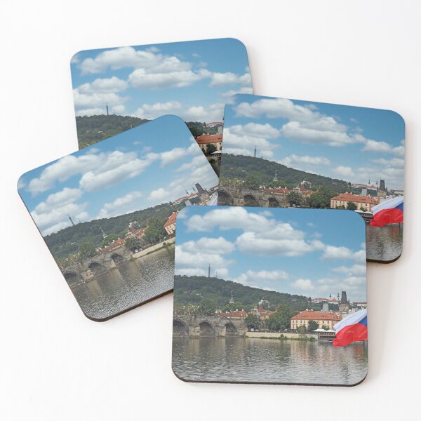 Item preview, Charles bridge and Czech flag Prague cityscape designed and sold by goceris.