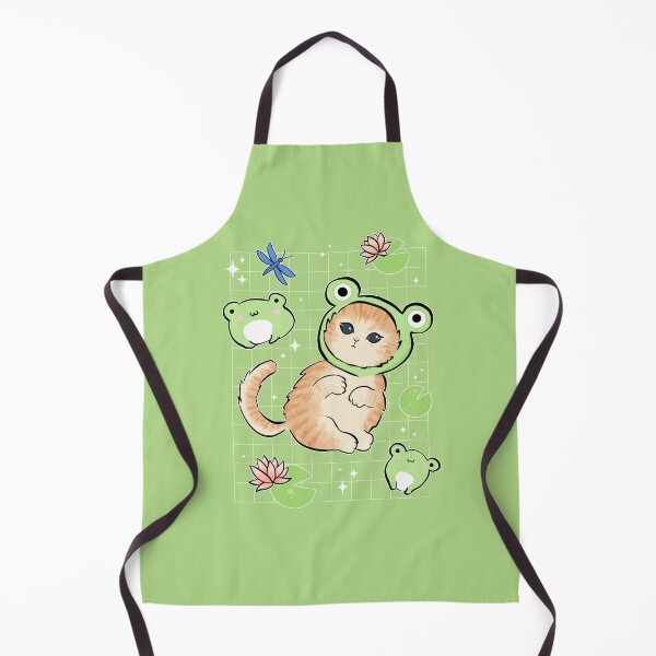 Item preview, Kawaii Toads and Cat in Frog Hat: Retro 90s Cottagecore Aesthetic with a Funny Kitten in Frog Costume designed and sold by MinistryOfFrogs.