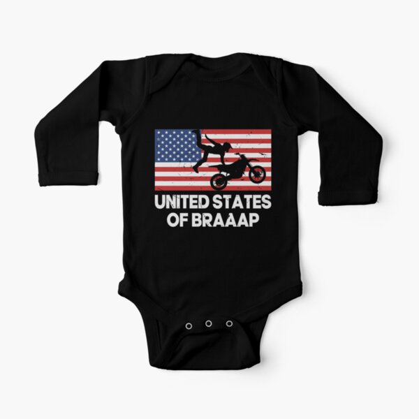 Estados Unidos de Braaap Usa bandera Dirtbike Cycle Body de manga larga para bebé