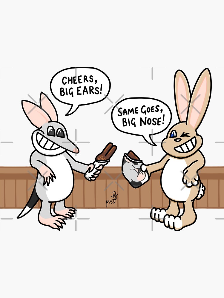 "Funny Easter Bilby and Bunny with Chocolate" Sticker by