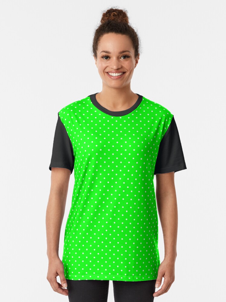 white and neon green graphic tee