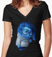 inside out sadness Women's Fitted V-Neck T-Shirt