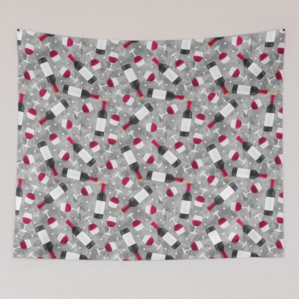 Item preview, Red wine - wine glasses and bottles - grey  designed and sold by littlearrow.