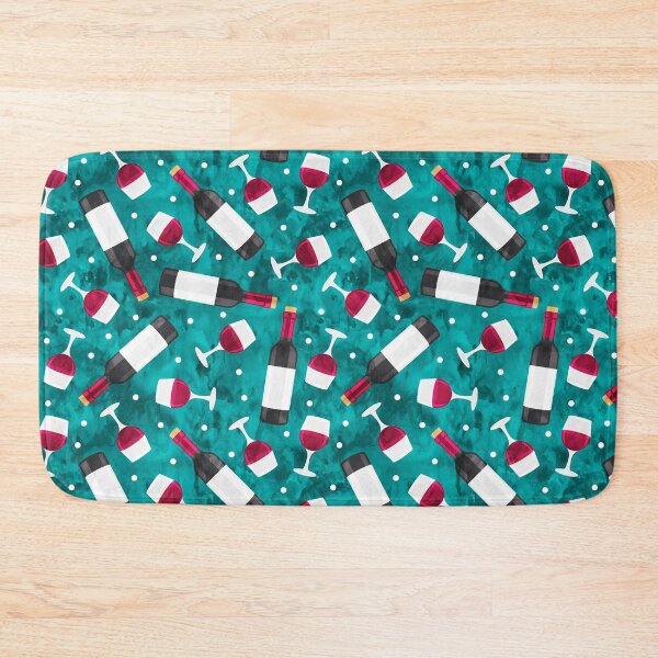 Item preview, Red wine - wine glasses and bottles - teal designed and sold by littlearrow.