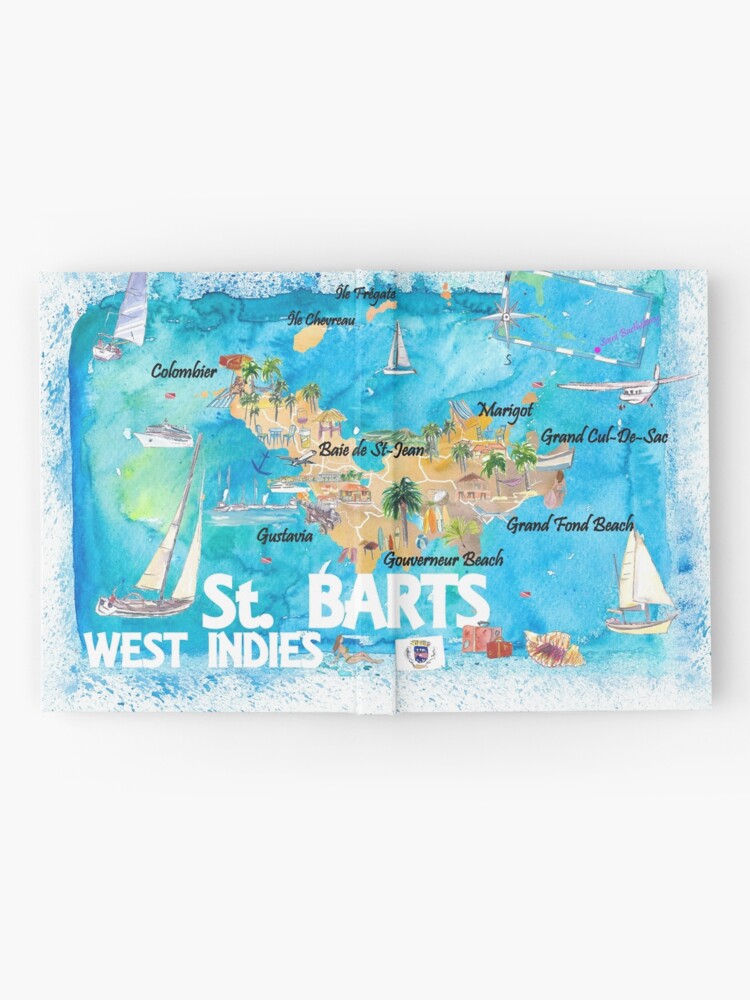 St Barts Antilles Illustrated Caribbean Travel Map With -  Sweden