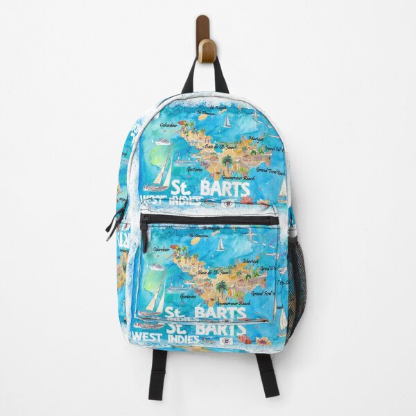 Item preview, St Barts Antilles Illustrated Caribbean Map with Highlights of West Indies Island Dream designed and sold by artshop77.