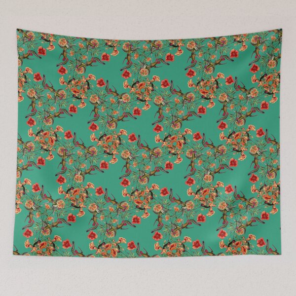 Item preview, Vintage Birds and Flowers Kaleidoscopic Pattern designed and sold by Octavia Soldani.