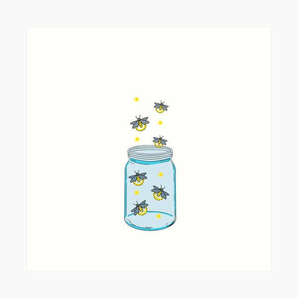 Lightning Bugs In A Jar Art Print Visual Pun Art And Collectibles Prints Digital Prints Pe