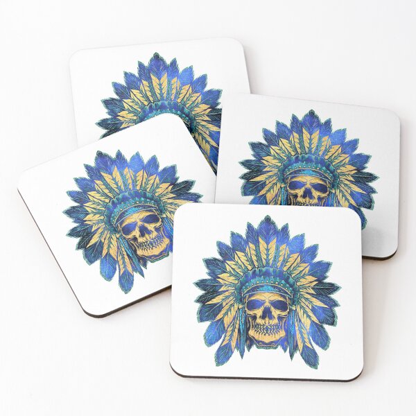 Item preview, Apache Skull - Gold and Blue Texturized Design designed and sold by JackMoreh.
