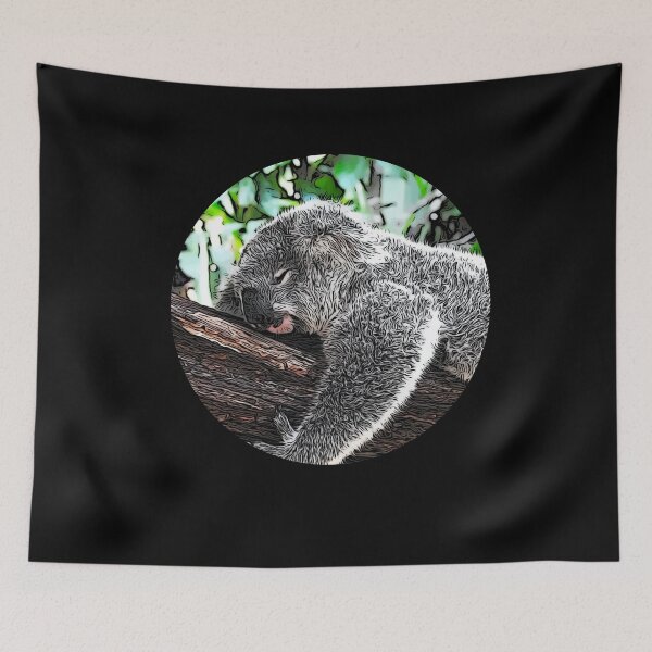 Item preview, Slothing Koala on a tree branch designed and sold by Lucky-Town-Art.