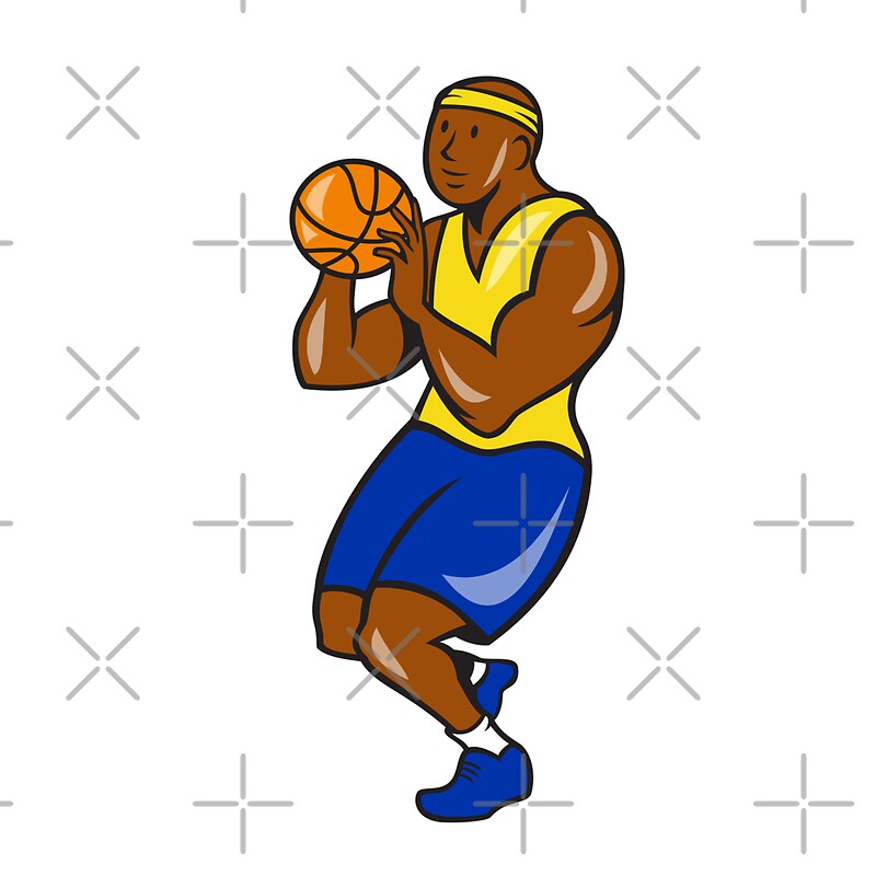 "African-American Basketball Player Shoot Ball Cartoon ...