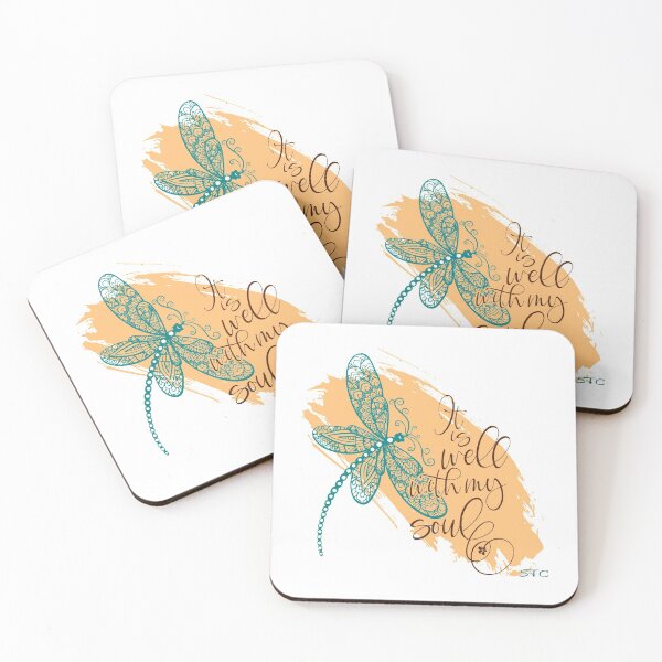 Item preview, Dragonfly ~ It is Well With My Soul ~ ZenStyle ~ In Peach, Teal and Chocolate designed and sold by senoiatradingco.
