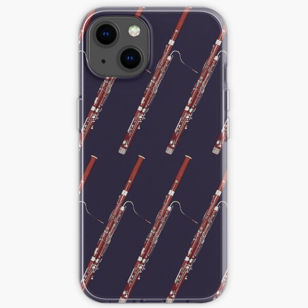 Bassoon Musical Instrument Pattern Dark Blue iPhone Soft Case