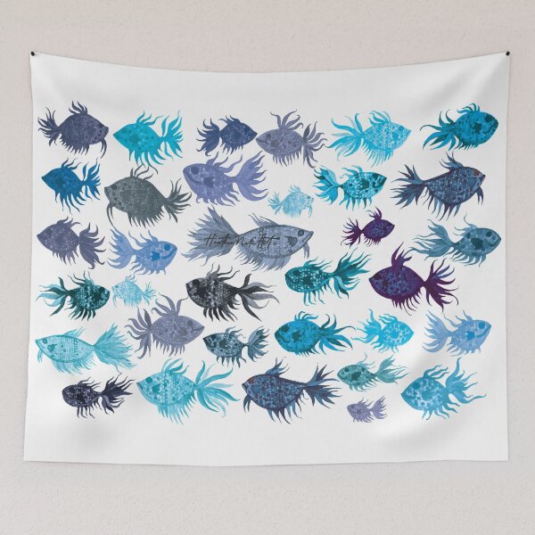 Item preview,  Blue Watercolor Fish Pattern - White Background designed and sold by HeatherNafeArt.
