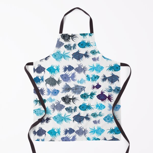 Item preview, Blue Watercolor Fish Pattern - White Background designed and sold by HeatherNafeArt.
