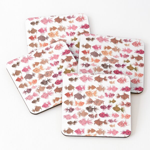 Item preview, Pink and Brown Watercolor Fish Pattern - White Background designed and sold by HeatherNafeArt.