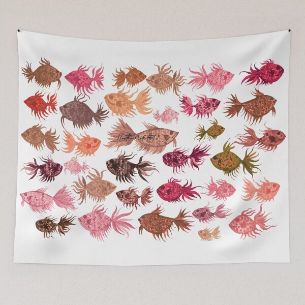Item preview, Pink and Brown Watercolor Fish Pattern - White Background designed and sold by HeatherNafeArt.