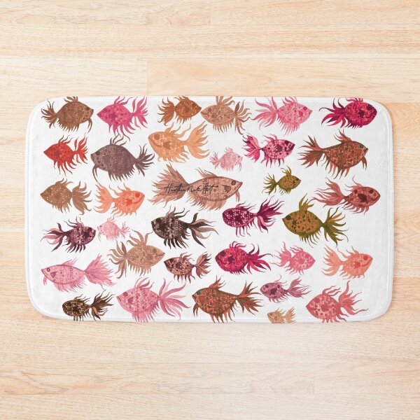 Item preview, Pink and Brown Watercolor Fish Pattern - White Background designed and sold by HeatherNafeArt.