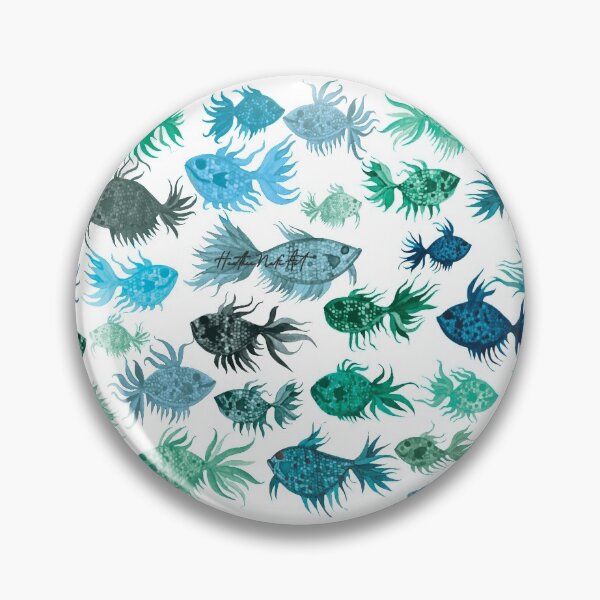 Item preview, Blue Green Watercolor Fish Pattern - White Background designed and sold by HeatherNafeArt.