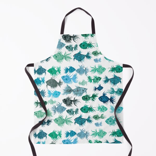 Item preview, Blue Green Watercolor Fish Pattern - White Background designed and sold by HeatherNafeArt.