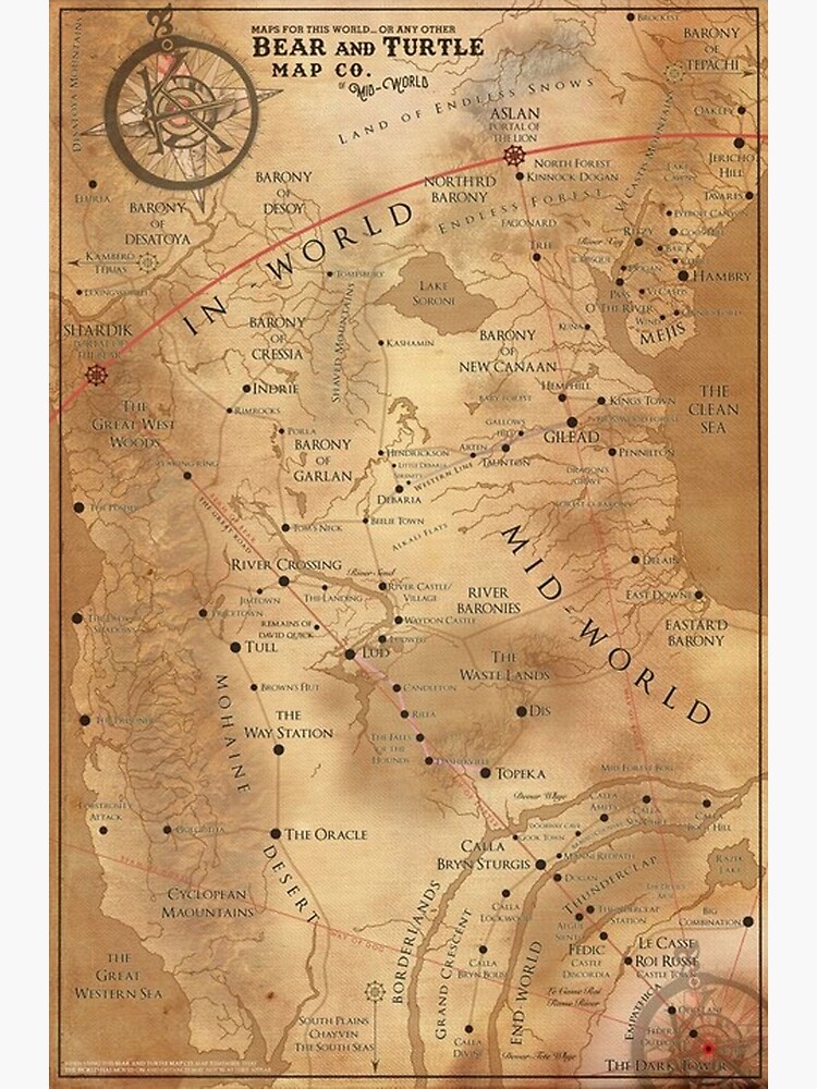 The Dark Tower Mid World Map Poster For Sale By ChrisRogers9   Flat,750x,075,f Pad,750x1000,f8f8f8 